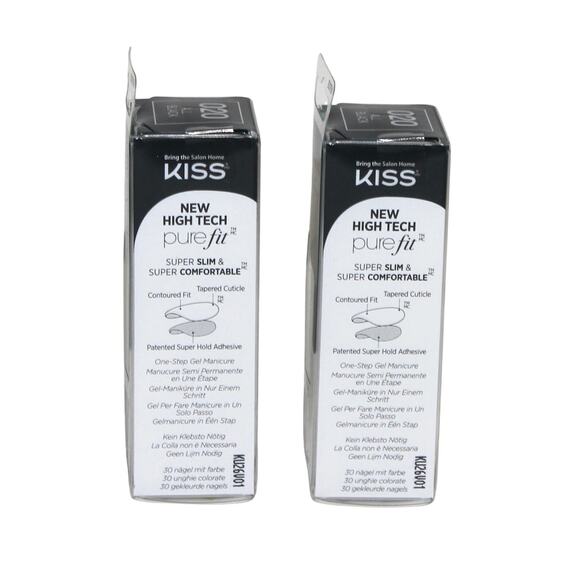 2 Sets of Kiss imPRESS Press-On Manicure Color Fake Nails All Black NWT - Picture 2 of 5